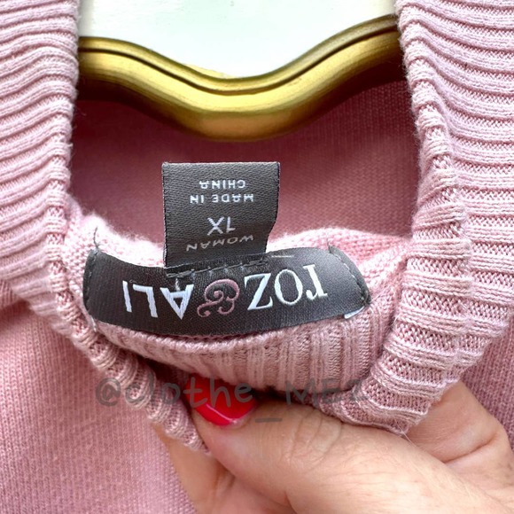Roz & Ali - light mauve mock turtleneck long sleeve sweater, Size 1X - Picture 5 of 8